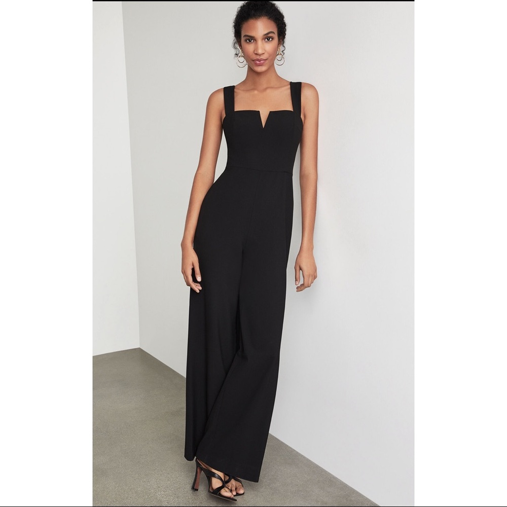 BCBGMaxAzaria Sleeveless Notched V-Neck Jumpsuit